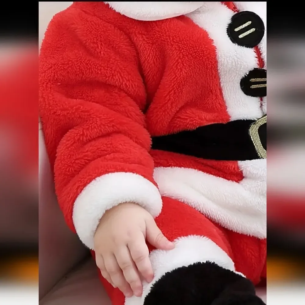 One PieceToddler Santa Claus Outfit Snowsuit Costume (Includes Hat) Sz 18-24 Mo